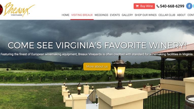 Local Winery Breaux Vineyards Website Re-Launch